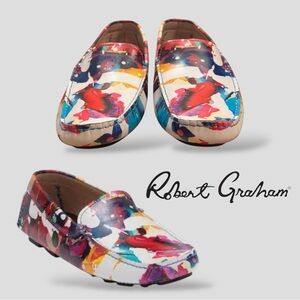 Robert Graham Gerard Leather Driver Loafers Paint Splatter Print Men’s 11.5